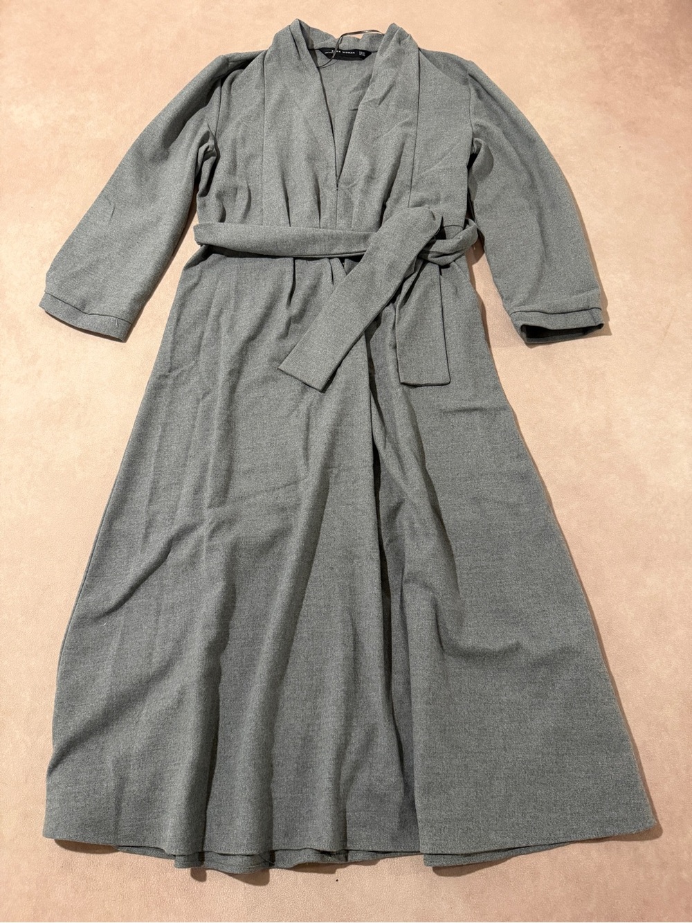 Zara Gray Wrap Dress with Belt • size medium